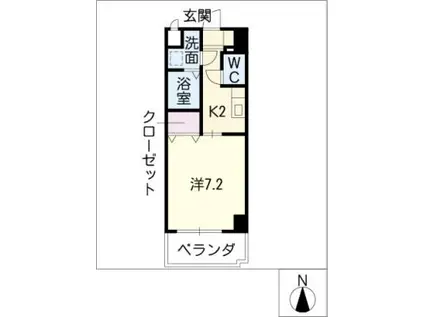 びぃ6植田(1K/9階)の間取り写真