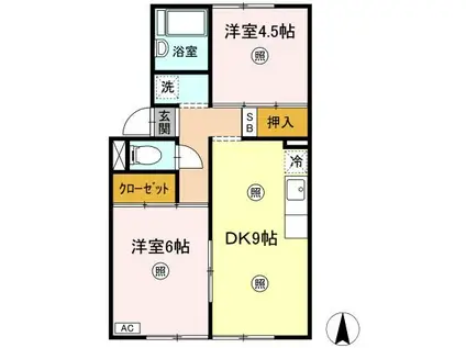 プレジール花尻 A棟(3K/1階)の間取り写真