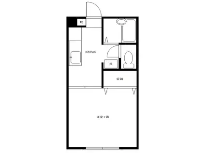 シャレオ湘南A(1K/2階)の間取り写真