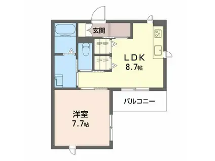 ジョイア白島(1LDK/1階)の間取り写真