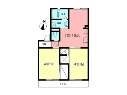 フレグランス並木II(2LDK/1階)の間取り写真