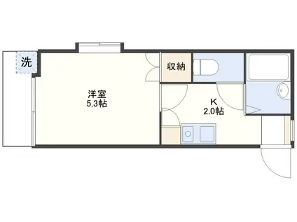 YS岡町(1K/3階)の間取り写真