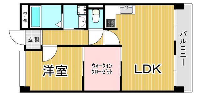 ユーレジデンス武庫川(1LDK/4階)の間取り写真