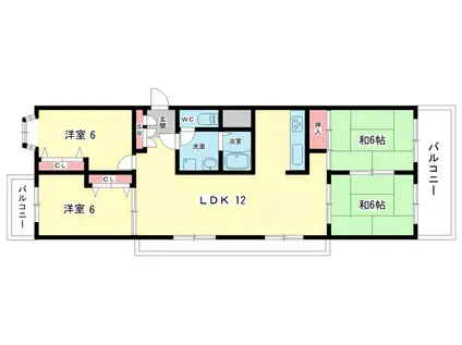 エバーグリーングランド曽根(4LDK/2階)の間取り写真