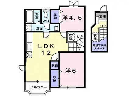 メープルタウンB(2LDK/2階)の間取り写真