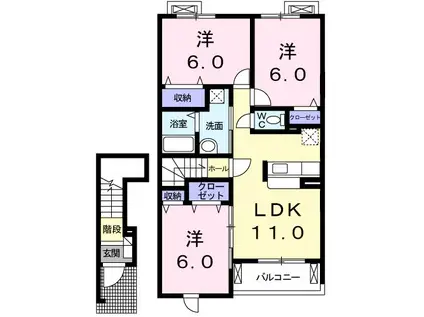 サンリットガーデンハウスS(3LDK/2階)の間取り写真