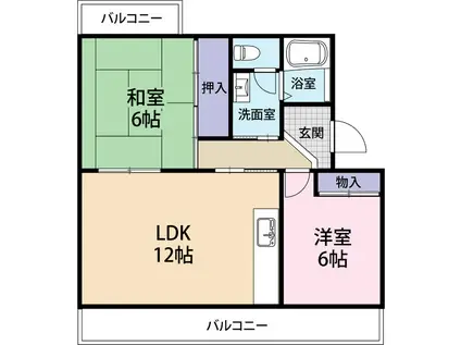 中里ハイツ(2LDK/1階)の間取り写真
