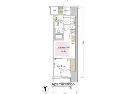 アーバネックス森下III(1DK/2階)の間取り写真