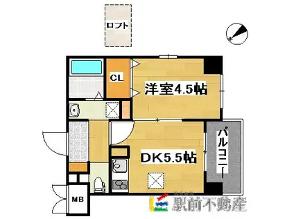 ピコロ六本松(1DK/5階)の間取り写真