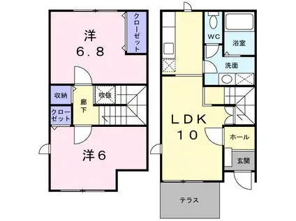 ＩＲいしかわ鉄道 東金沢駅 バス乗車時間：45分 最寄りバス停で下車 徒歩6分 2階建 築25年(2LDK/1階)の間取り写真