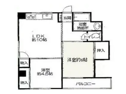 川口マンション(2DK/6階)の間取り写真