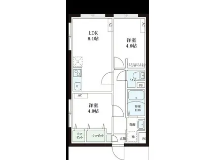 レピュア本郷レジデンス(2LDK/2階)の間取り写真