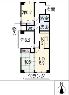 モナティス野並(3LDK/4階)の間取り写真