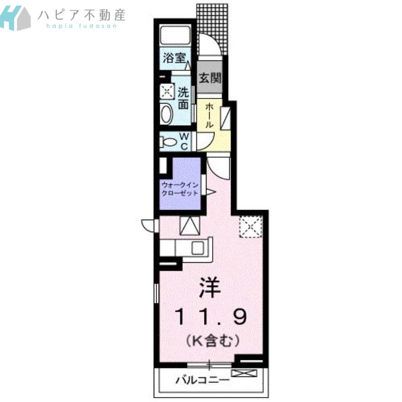 グランジュテ 四番館(ワンルーム/1階)の間取り写真
