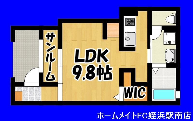 フローラ16(ワンルーム/1階)の間取り写真