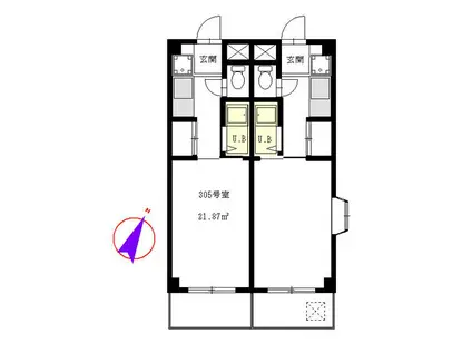 AK BLD.VI(1K/3階)の間取り写真