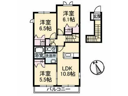メゾンスリーズK(3LDK/2階)の間取り写真