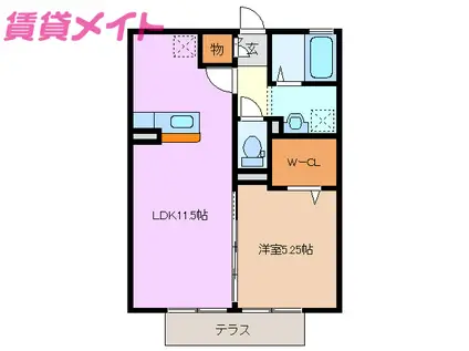 グランモア パーシモン(1LDK/1階)の間取り写真