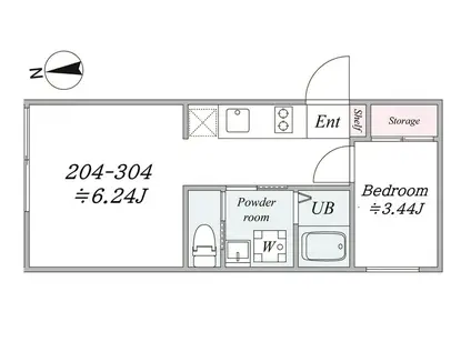 THE TRIAS 345(1LDK/2階)の間取り写真