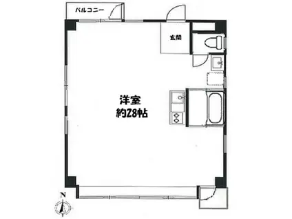 モノリス駒込(ワンルーム/2階)の間取り写真