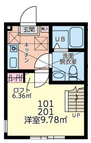 デンプシーヒル(1K/1階)の間取り写真