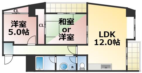JENES NIKKOU(2LDK/4階)の間取り写真