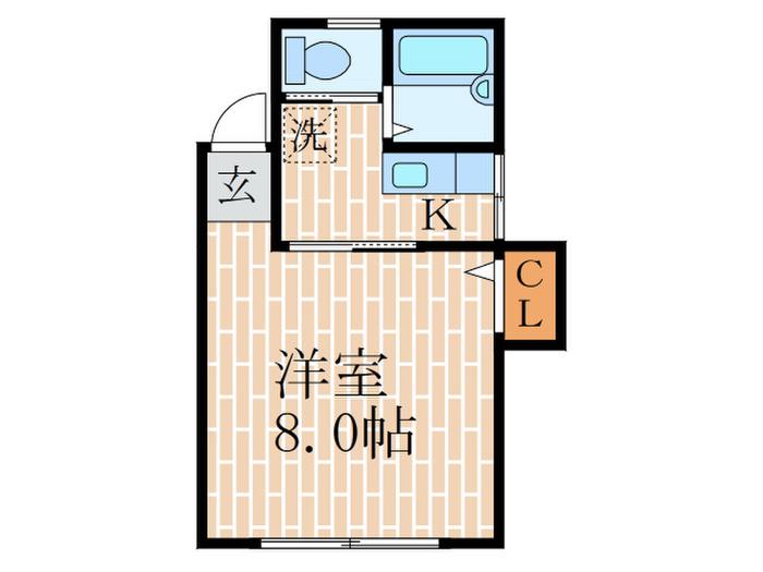竹谷マンション東棟(1K/2階)の間取り写真