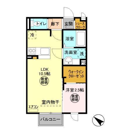 グランマーレ A(1LDK/2階)の間取り写真