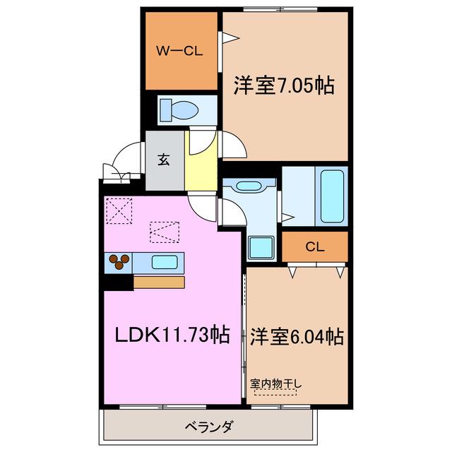 マリーシャンテ(2LDK/1階)の間取り写真