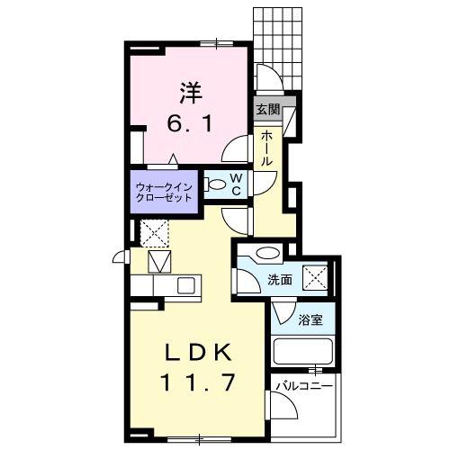 サンリット リヴァー(1LDK/1階)の間取り写真