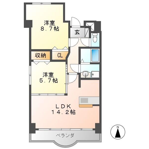 フェニックス(2LDK/7階)の間取り写真