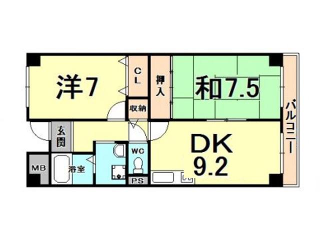 ジェンティールMATSUMOTO(2LDK/4階)の間取り写真
