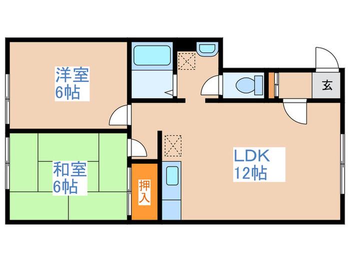 パンリーブル(2LDK/2階)の間取り写真