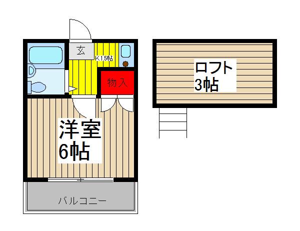 レオパレス武蔵浦和第7(1K/2階)の間取り写真