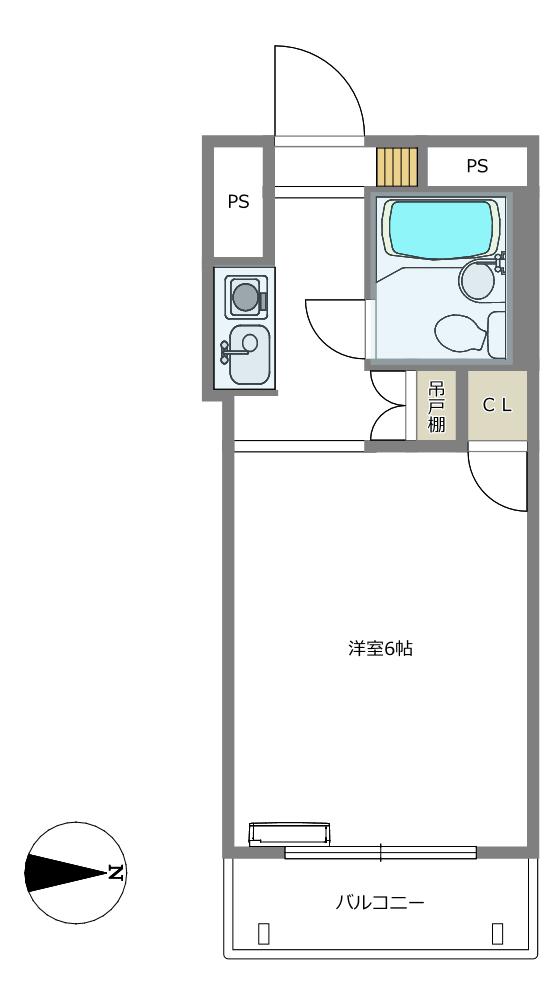 スカイコート品川第2(1K/4階)の間取り写真