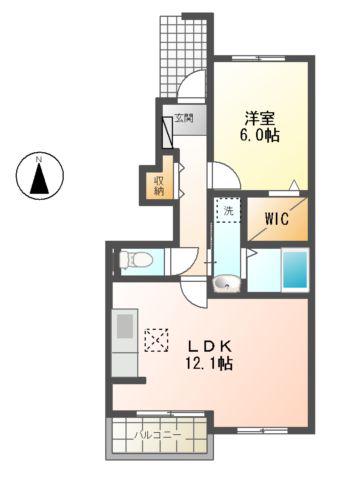 プルメリアY棟(1LDK/1階)の間取り写真