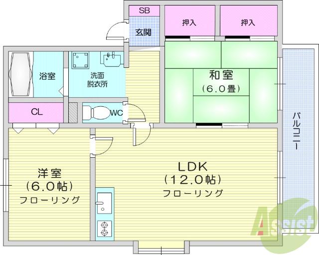 スプリングガーデンD(2LDK/2階)の間取り写真