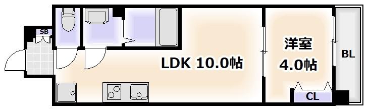 AND TERRACE 文の里(1LDK/6階)の間取り写真