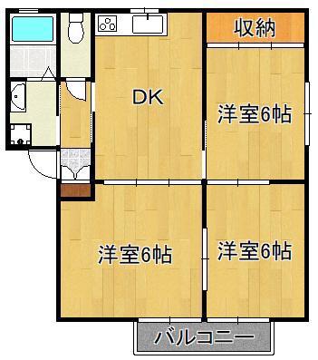 Eタウン本城(3DK/2階)の間取り写真