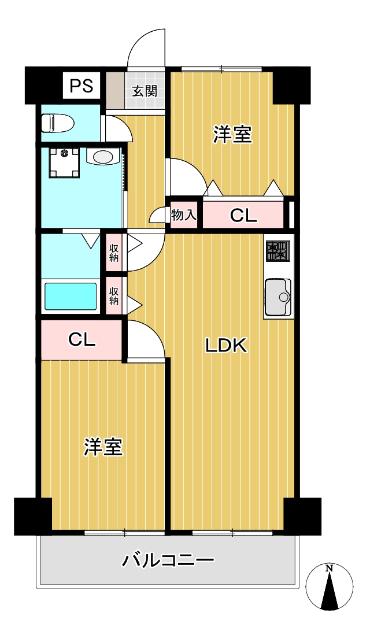 RESTAひばりヶ丘(2LDK/1階)の間取り写真