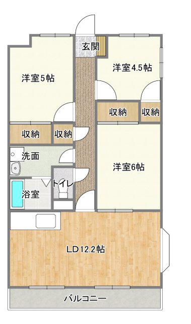 プラセオ上島(3LDK/4階)の間取り写真