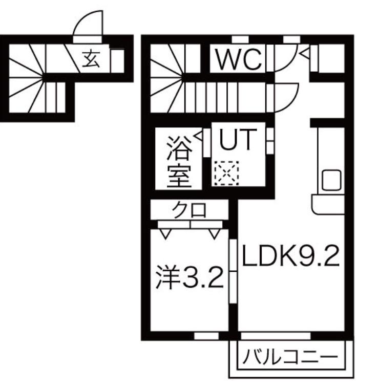 さくらブルーム(1LDK/2階)の間取り写真