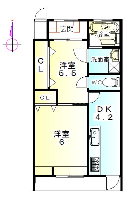 七条ハイツ(2DK/1階)の間取り写真