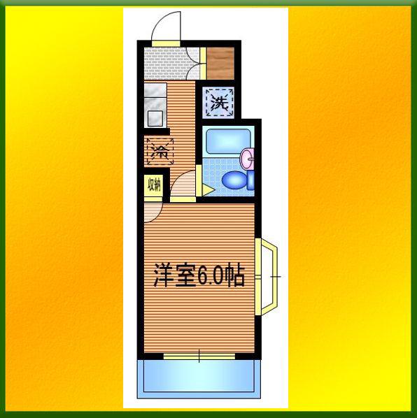 TKマンション(1K/3階)の間取り写真