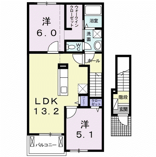 フリーデ グランツII(2LDK/2階)の間取り写真