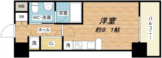 ISM谷町六丁目(ワンルーム/13階)の間取り写真