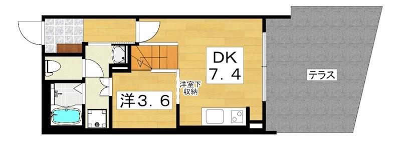 キャルムコート交野2番館(1LDK/1階)の間取り写真