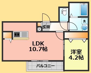 ジーメゾン清須土器野(1LDK/3階)の間取り写真