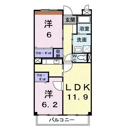ヴェルグ広貴(2LDK/3階)の間取り写真