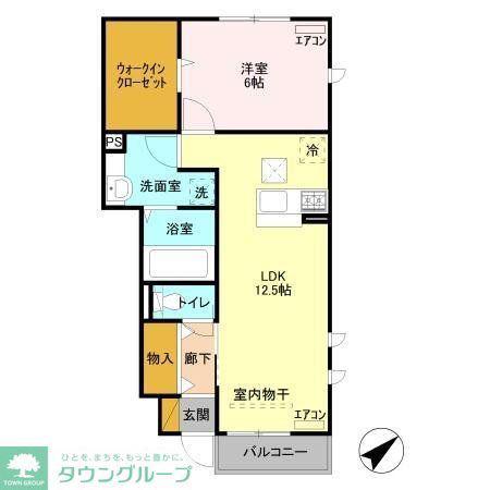 テラス丘の上A(1LDK/1階)の間取り写真